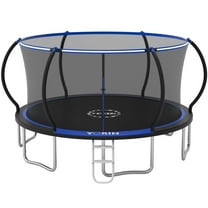 YORIN Trampoline, 16FT 14FT 12FT Trampoline with Enclosure Net, 1500LBS Trampoline for 8-9 Kids Adults, Outdoor Trampoline with Ladder, Anti-Rust Backyard Heavy Duty Recreational Round Trampoline