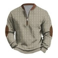 thumbnail image 3 of Sookity Mens Polos Sweatshirt Half Zip Up Long Sleeve Shirts Color Block Comfy Business Shirts Big and Tall Dress Shirt Casual Comfy Pullover Tops Khaki,XXXXXL, 3 of 7
