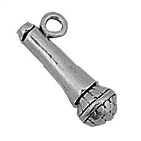 Sterling Silver 7" 4.5mm Charm Bracelet With Attached 3D Hand Held Microphone Charm