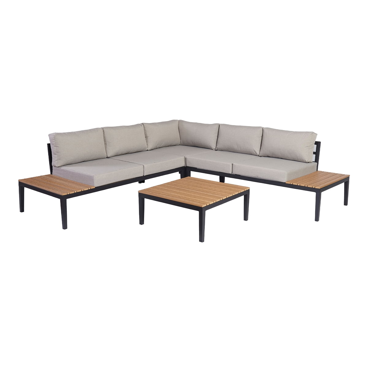 ALEKO LShaped Indoor or Outdoor Patio Sectional Metal Frame Sofa Set
