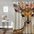 thumbnail image 2 of BCIIG Deer Flower Crown Bathroom Decor Set with Hooks, Colorful Luxurious Graphic Print Polyester Fabric Shower Curtain, Waterproof and Easy to Install 36x72, 2 of 7