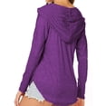 thumbnail image 3 of Femmes Sweat à Capuche Automne V Cou 3 2 4 Sweatshirt à Manches Longues Pull-Over Décontracté Uni Couleur Top, Violet, M, 3 of 6