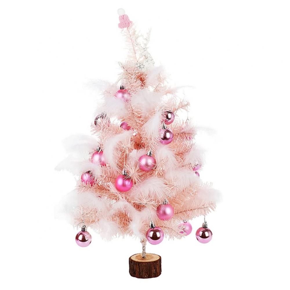 Baywell 17.7" Mini Pink Christmas Tree, Artificial Small Table Top