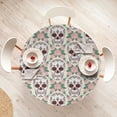 thumbnail image 4 of Ambesonne Skull Fitted Round Tablecloth, Talavera Flowers Damask Plot, 40"- 44" Diameter, Soft Pink Jade Green, 4 of 5