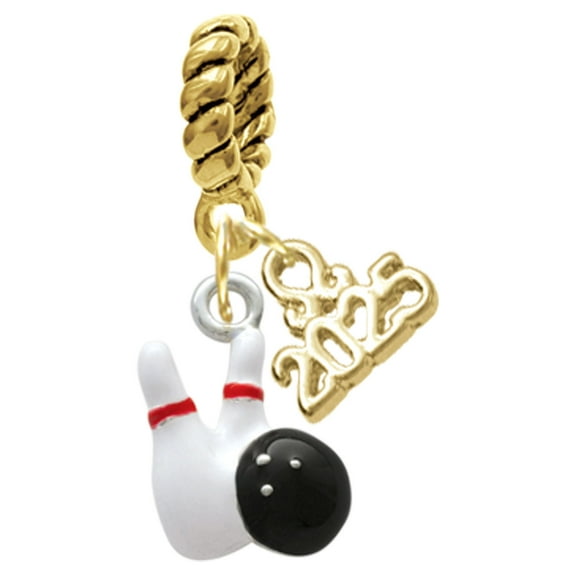 Delight Jewelry Silver-tone Bowling Pins with Bowling Ball - Gold-tone Rope Charm Bead Dangle with Mini 2025