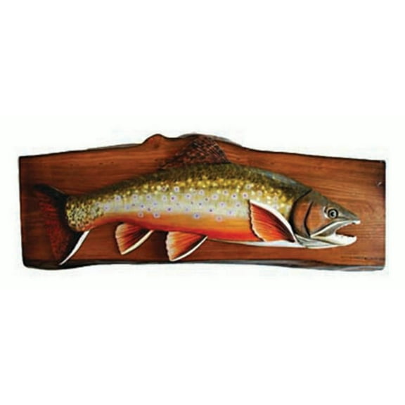 Zeckos Brook Trout Hand Crafted Intarsia Wood Art Wall Hanging 24 X 11 X 2.5 inches