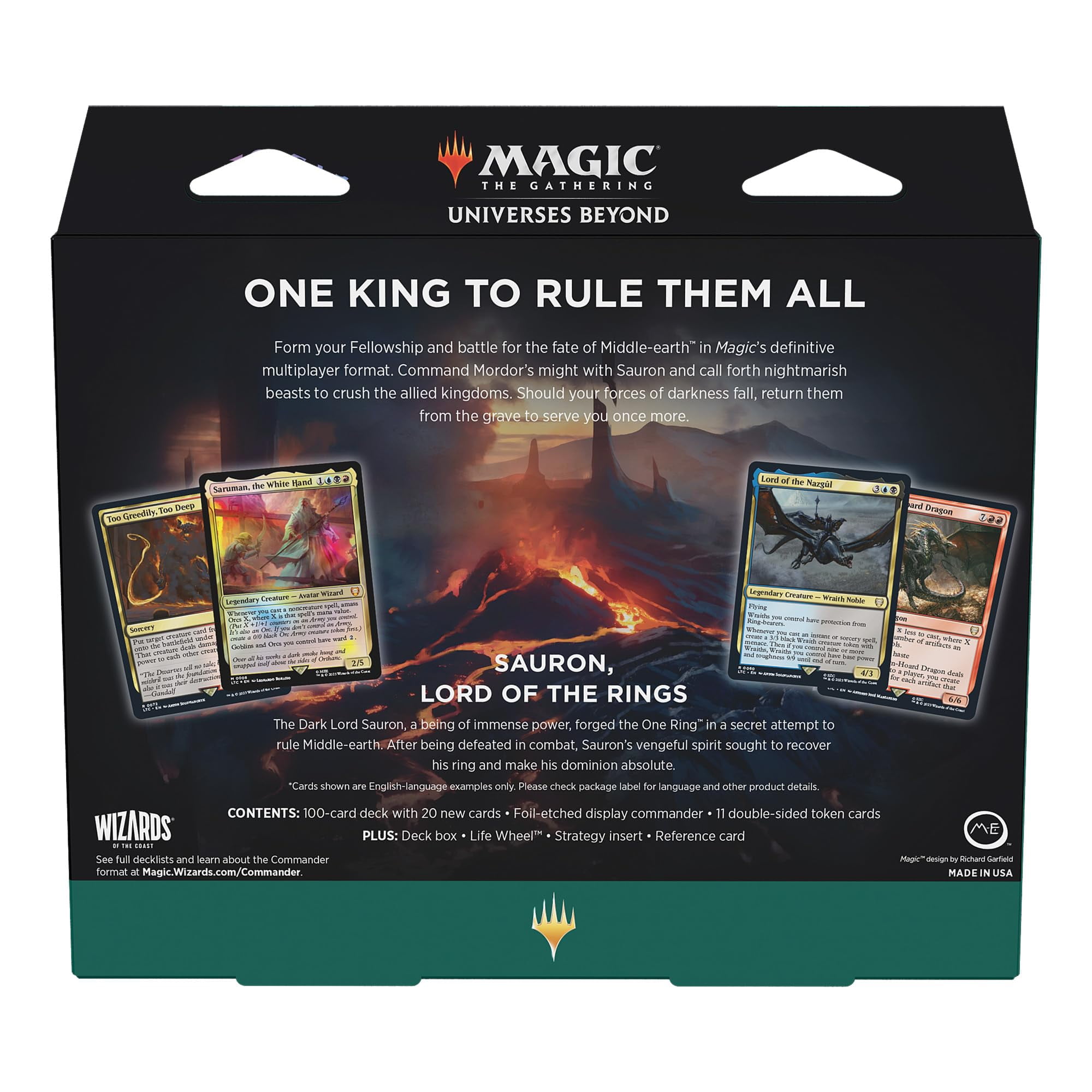 Magic: The Gathering The Lord of The Rings: Tales of Middle-Earth Commander Deck - The Hosts of Mordor (100-Card Deck, 2-Card Collector Booster Sample Pack + Accessories)