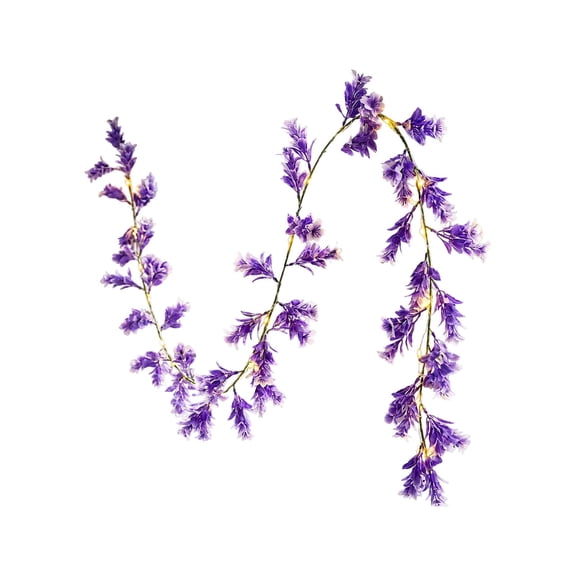 Artificial Flower Vines with LED Fairy Lights – Hanging Floral Garland for Bedroom, Balcony, Wedding Decor, Flexible Indoor Lighting and Wall Decorations(Purple A)