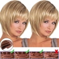 thumbnail image 5 of Perruques pour Femmes en Cheveux Courts Naturels Lisses Style Bob avec Frange Perruque Complète, 5 of 5