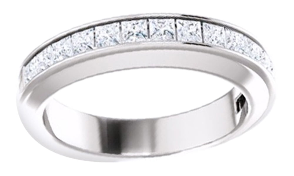 Diamond Eternity Wedding Band 14K White Gold Certified 0.75Ct White Princess Cut 