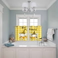 thumbnail image 3 of 2 Panels Kitchen Tier Curtains 39 Inch Length, Yellow Bees Gnomes Grommets Window Treatment Curtain, Spring Floral Plaid Farmhouse Thermal Curtains Drapes for Living Room/Bathroom, 3 of 9