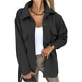 thumbnail image 1 of Veste Caban Femme Simple Boutonnage Col Rabattu Manteau avec Ceinture Tenue Décontractée, 1 of 3