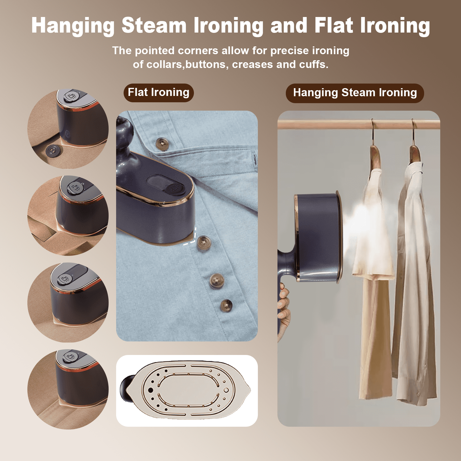 PKALQ Travel Steamer for Clothes, 1200W Portable Steamer with LCD Display 180° Swivel Handle Powerful Wrinkle Remover, Clothing Steamer