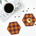 thumbnail image 5 of Disketp Fall Buffalo Plaid Funny Coasters,4 Pcs Leather Coasters With Holder, Perfect Housewarming Hostess Gifts,Protect Furniture From Water Marks Scratch, 5 of 9