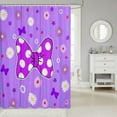 thumbnail image 2 of Purple Bowknot Kids Shower Curtains,Star Daisy Floral Geometric Dots Patch Bathroom Curtains for Girls Women,Bow Tie Princess Cute Romantic Waterproof Curtains,12 Hooks Suits,72" W x 84" L, 2 of 5