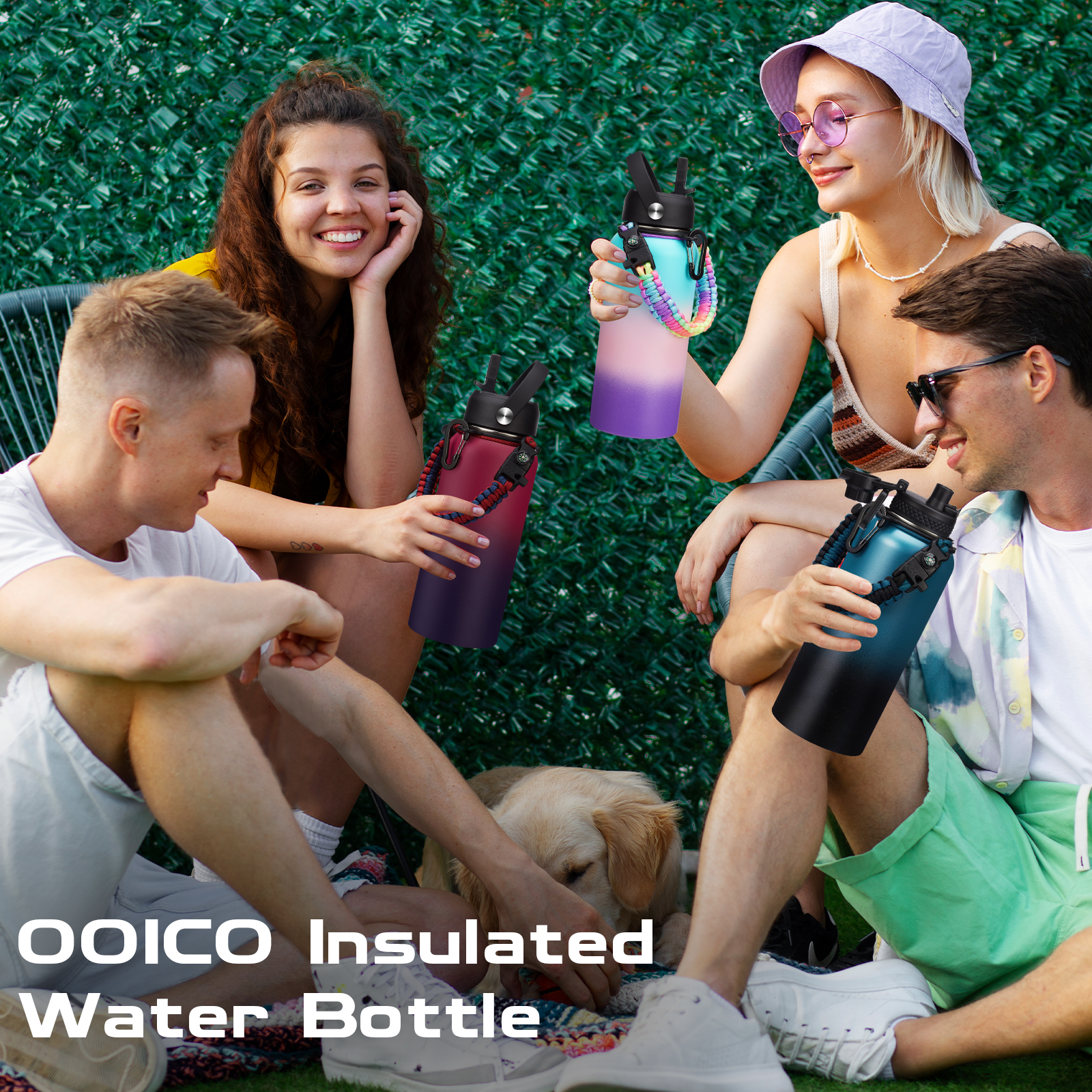 OOICO 32 oz Insulated Water Bottle with Straw Lids photo 8
