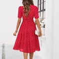 thumbnail image 5 of Stichou Womens Spring Summer Wrap V-Neck Tie Waist Dress 2026 Chiffon Boho Print Casual Short Sleeve Maxi Dress Vacation Midi Dress Red L, 5 of 6