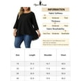 thumbnail image 6 of Agnes Orinda Plus Size Blouse for Women Waffle 3/4 Sleeve Round Neck Lace Panel Loose High Low Hem Tops 2X Black, 6 of 6