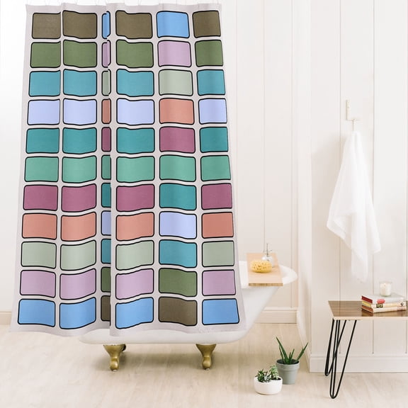 Society6 Lola Terracota 80S Arcade Motherboard Pattern Shower Curtain 71" x 74"