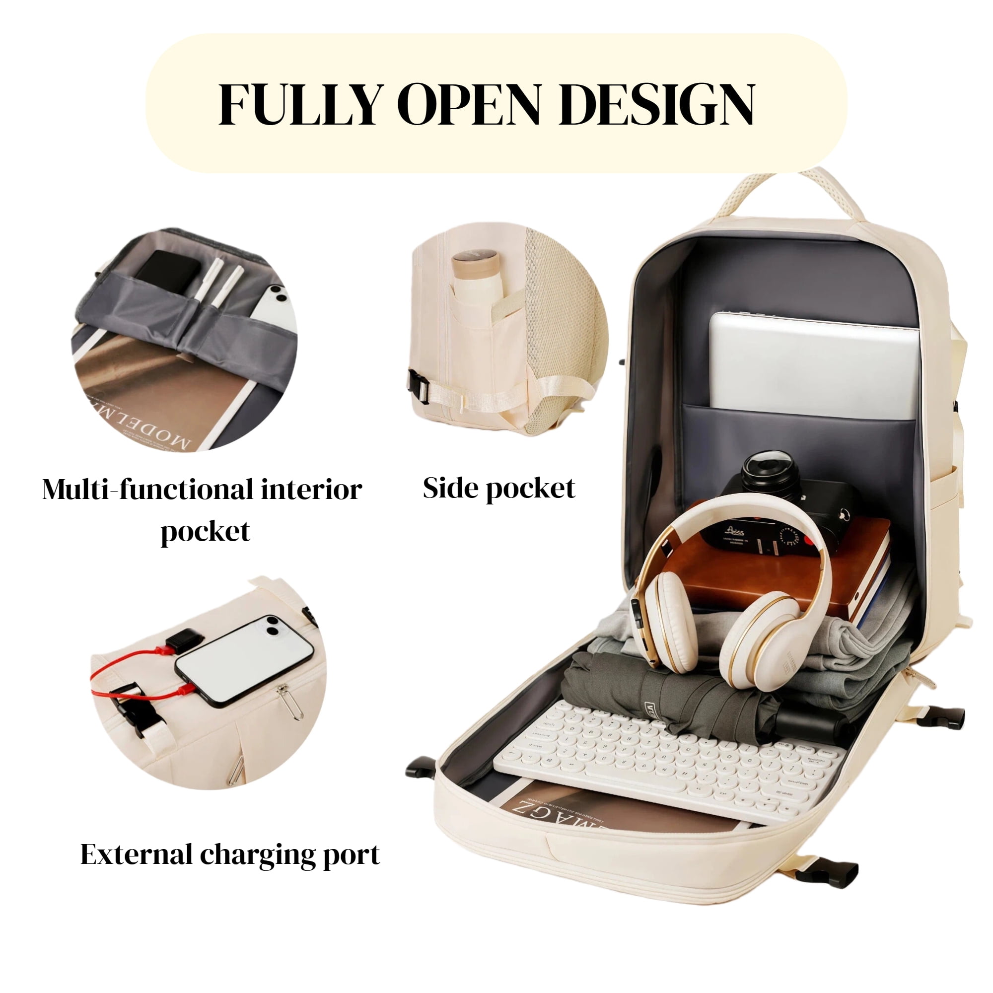 TRANSLINKTravel Backpack for Women Men TSA Carry On with USB Charging Port Weekender Essentials Backpacks fits 15.6" Laptop for Travel Weekender Business Hiking