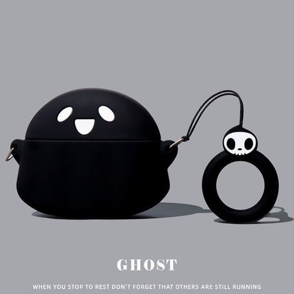 Black & White Ghost Silicone Earbud Case, Creative Funny Shockproof Protective Cover Compatible with AirPods 4, AirPods Pro 2 & Pro 3