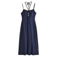 thumbnail image 2 of Plus Size Summer Dresses for Women Ladies Sleeveless Solid Neck Hollow Chest Tube Top Style Suspender V-neck Dress, 2 of 4
