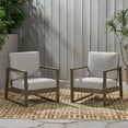 thumbnail image 3 of Muad Outdoor Acacia Wood Club Chair with Cushions, Set of 2, Gray and Light Gray, 3 of 10