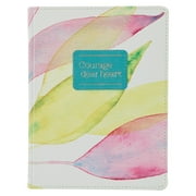 Heartfelt Inspirational Compact Journal Notebook for Women Courage Dear Heart Citrus Leaves, 240 Lined Pages, Faux Leather, 7.2" x 5.4"