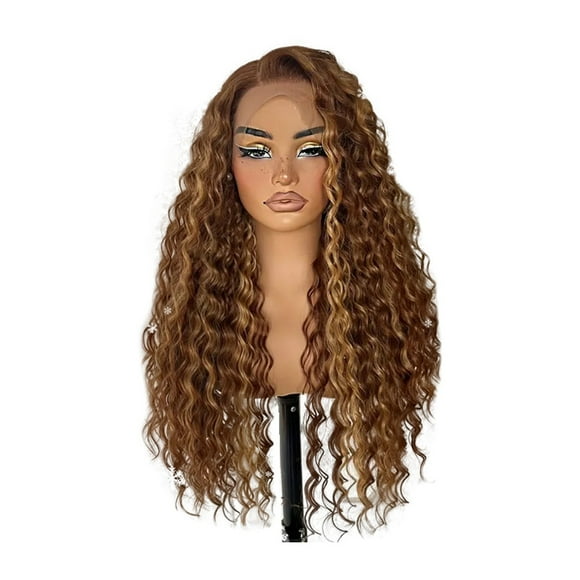 XIAQUJ Front Lace Wig Front Lace Wig Women's Highlighted Gradient Wave Long Curly Hair Piano Color Wig A
