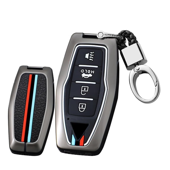 Newest Luminous 4 Button Key Fob Cover Compatible with Mitsubishi Outlander 2023 2022 2021 Keyless Silicone & Metal Key Case with Keychain