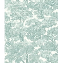 Chesapeake Spinney Teal Toile Prepasted High Performance Wallpaper, 20.5-in by 33-ft, 56.4 sq. ft.