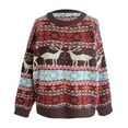 thumbnail image 7 of Holiday Sweaters For Women Funny Xmas Reindeer Printed Loose Fit Cute Crew Neck Christmas SweatshirtsCasual Winter Soft Warm Knit Jumper Tops Brown XL, 7 of 7