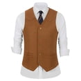 thumbnail image 2 of TOWED22 Men's Suede Leather Vest Cowboy Western Waistcoat Casual Slim Fit Suit Vest(Brown,XXXL), 2 of 9