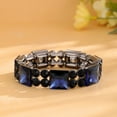 thumbnail image 6 of Lureme Bling Navy Blue Square Stones Elastic Stretch Bangle Bracelets for Women Party Proms(bl003601), 6 of 7