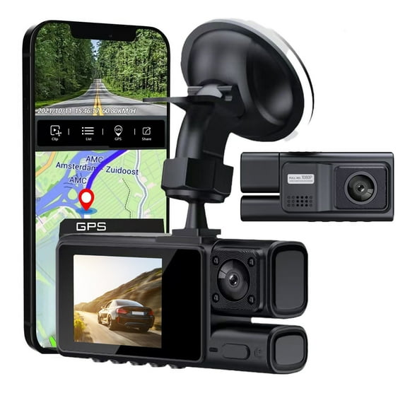 TopLLC Dash Cam Front And Inside 2K Dash Camera For Cars With GPS 140 Degrees Wide Parking Monitor Loop Recording APP Dash cam