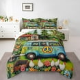 thumbnail image 2 of Camping RV Comforter Set Queen Size,Peace Sign Bus Bedding Set 3Pcs,Rustic Farmhouse Quilt Set Teens Woman Men Room Decor,Watercolor Flower Hen Pattern Duvet Insert,2 Pillowcases, 2 of 7