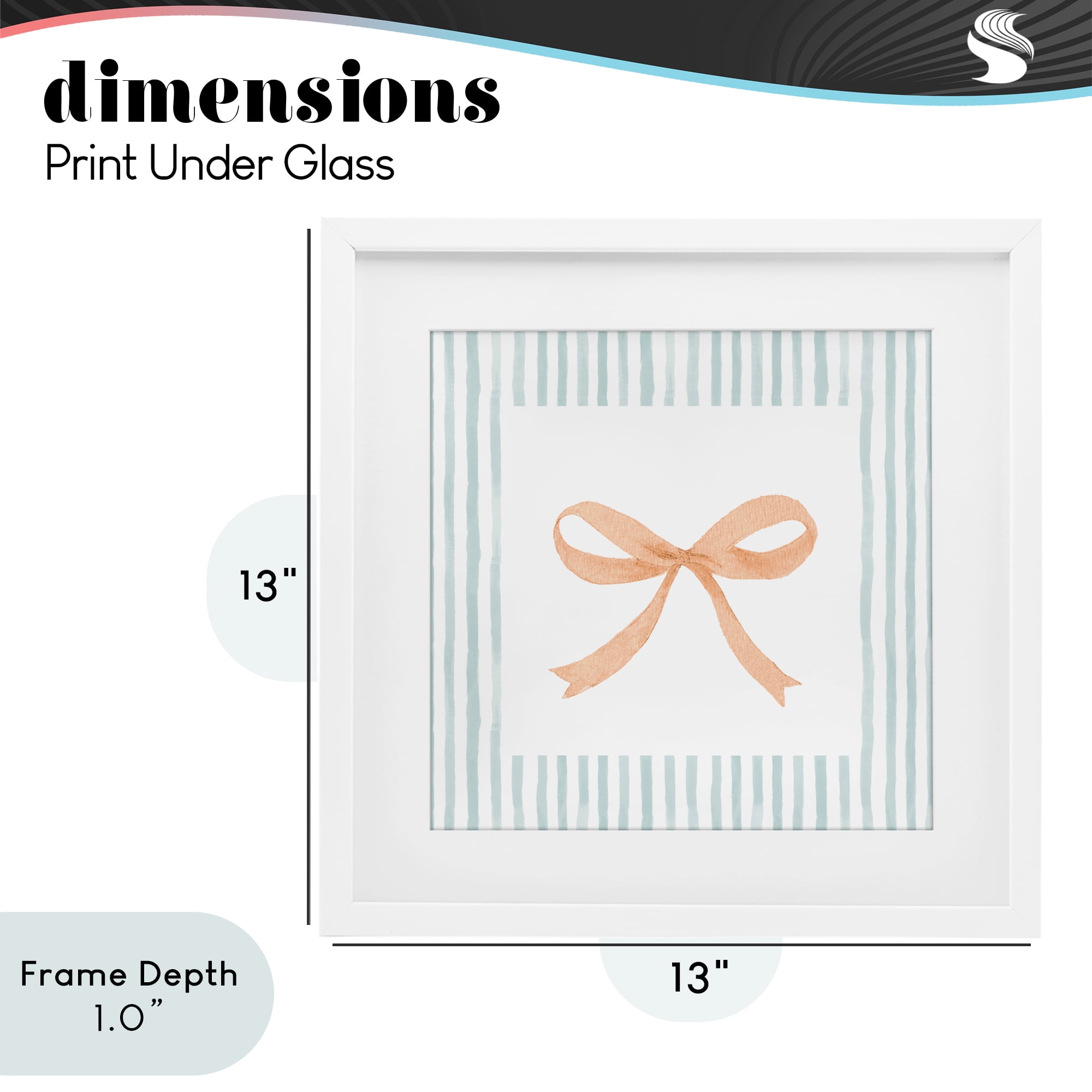 Stupell Industries Orange Bow with Stripe Border White Framed Print Under Glass, design by Patricia Pinto