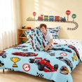 thumbnail image 4 of Erosebridal Race Car Queen Comforter Set, Trophy Comforter Sets Queen, Black Blue, Polka Dots Reversible 3pcs 1 Comforter and 2 Pillowcases, 4 of 6