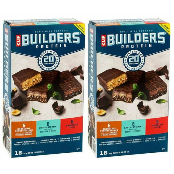 Clif Bar Builders Protéine, 18 Unités (2 Paquets)