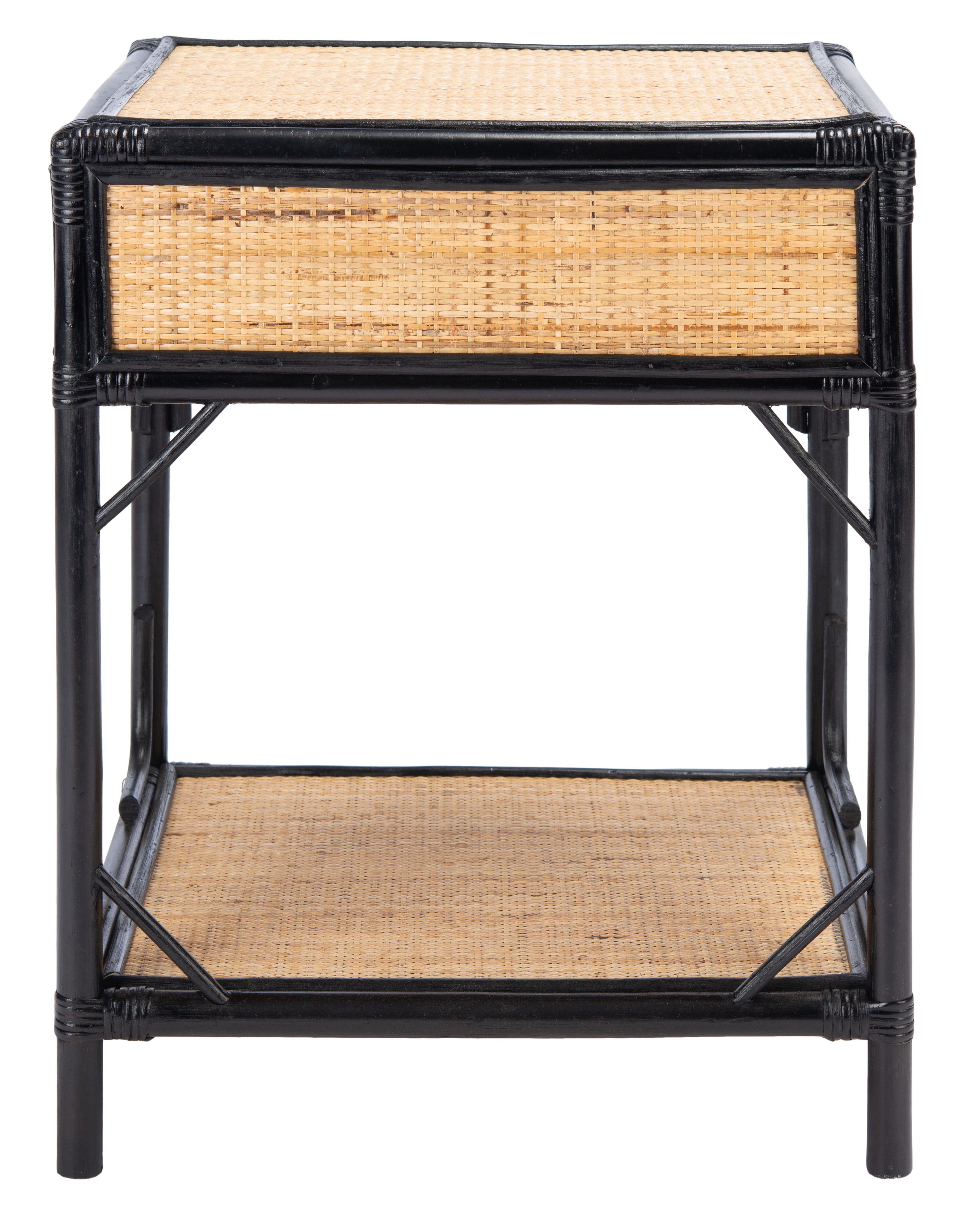 SAFAVIEH Roya Rustic 1 Drawer 1 Shelf Nightstand, Black/Natural