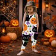 thumbnail image 2 of Gunia Toddler Girls Halloween Outfit Flannel Pumpkin Ghost Kids Suspender Romper Loose Harem Style Jumpsuit Festive Party Outfits White 1-2 Years, 2 of 5