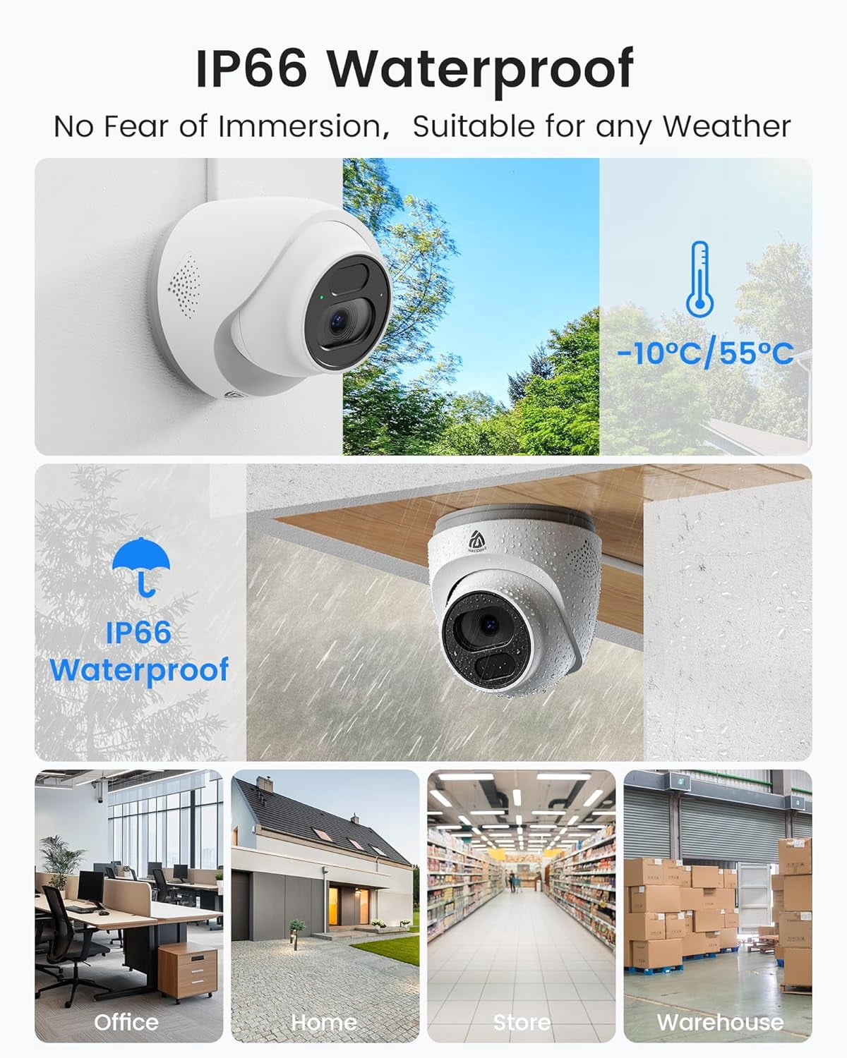 AKINGUAR Smart 4K Home Security Camera System, 4pcs Wired PoE IP Cameras with Person/Vehicle Detection, 8CH 4K NVR with 2TB HDD, 2-Way Audio, 100ft Night Vision, 24/7 Recording