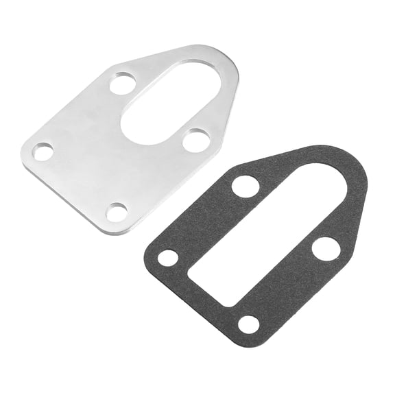 Unique Bargains 1 Set Fuel Pump Mounting Plate with Gasket for Chevy SBC 283 327 305 Engine Silver Tone