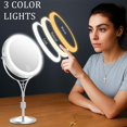 thumbnail image 4 of Espejo de maquillaje iluminado de sobremesa LANSI de 7 pulgadas con aumento de 1x/10x, 4 of 7