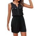 thumbnail image 2 of Gspmoly Short pour Femme, Combinaison Décontractée Confortable Sans Manches de Couleur Unie pour Femme, Nouvelle d'Été avec Fermeture Éclair et Poche, Short de Randonnée pour Femme, Aubaines Noir G, 2 of 9