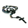 thumbnail image 2 of Black Praying Hands Jesus Cross Pendant 39" Flash Glass Beads Rosary Necklace, 2 of 2