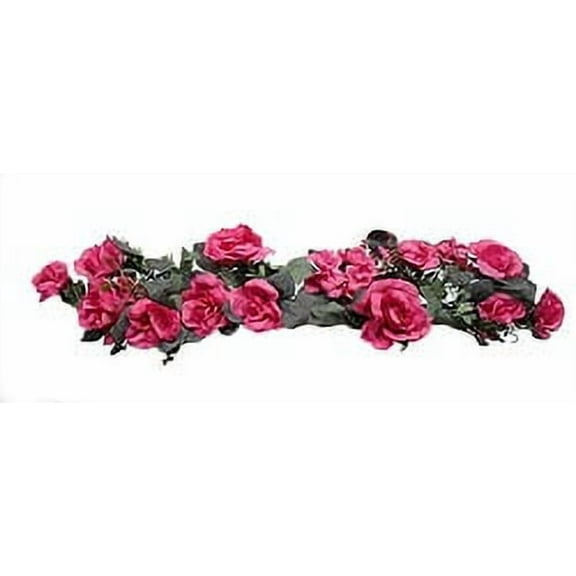Barbie Pink Rose Hydrangea 28in Artificial Polysilk Faux Fake Flower Crinkle Swag for Craft Home Garden Outdoor Bouquet Arrangement Ceremony Wedding Arch Floral Wall Aisle Decor (Fuchsia, Set of 2)