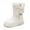 White, variant on lnmuld Girls' Warm Autumn Winter Snow Boots - Thick Soles Comfortable Solid Color Bow Design Size:8-9 Years