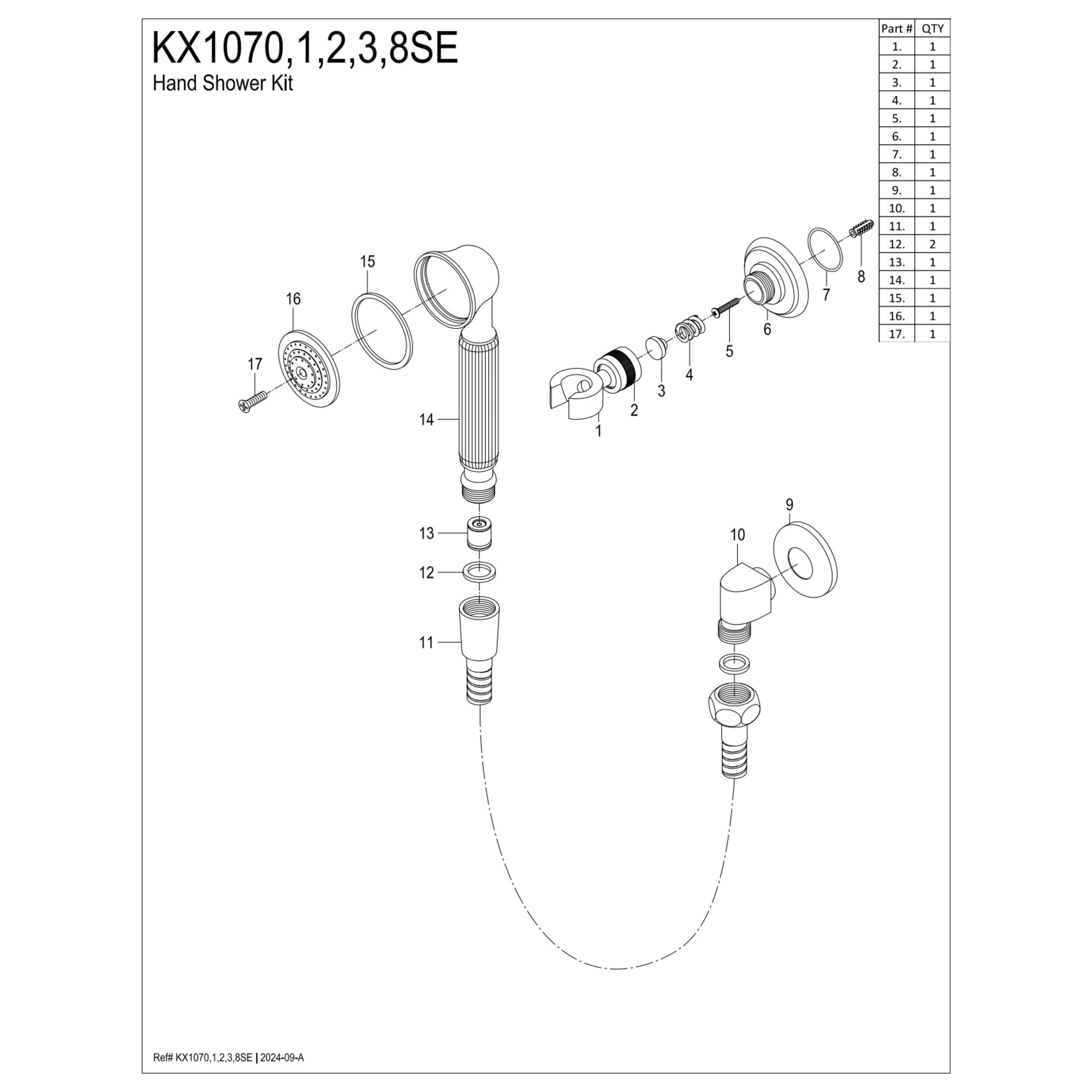 Kingston Brass KX1073SE Vintage Hand Shower Kit, Antique Brass