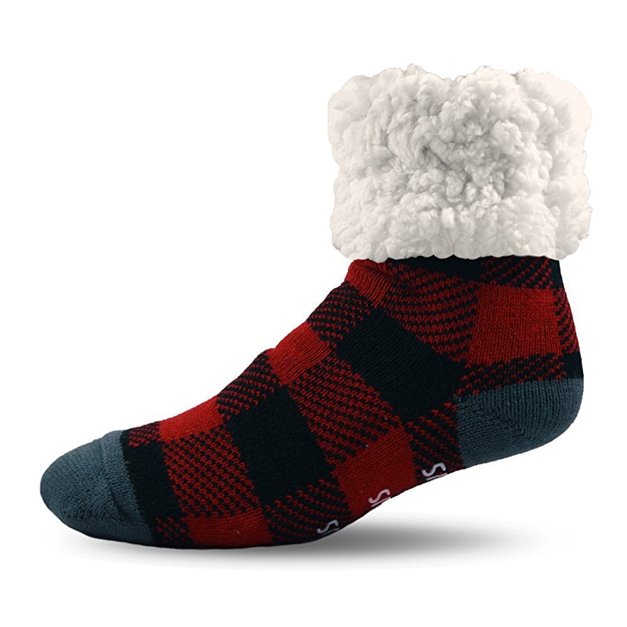 Pudus Unisex Classic Slipper Socks Lumberjack Red Adult